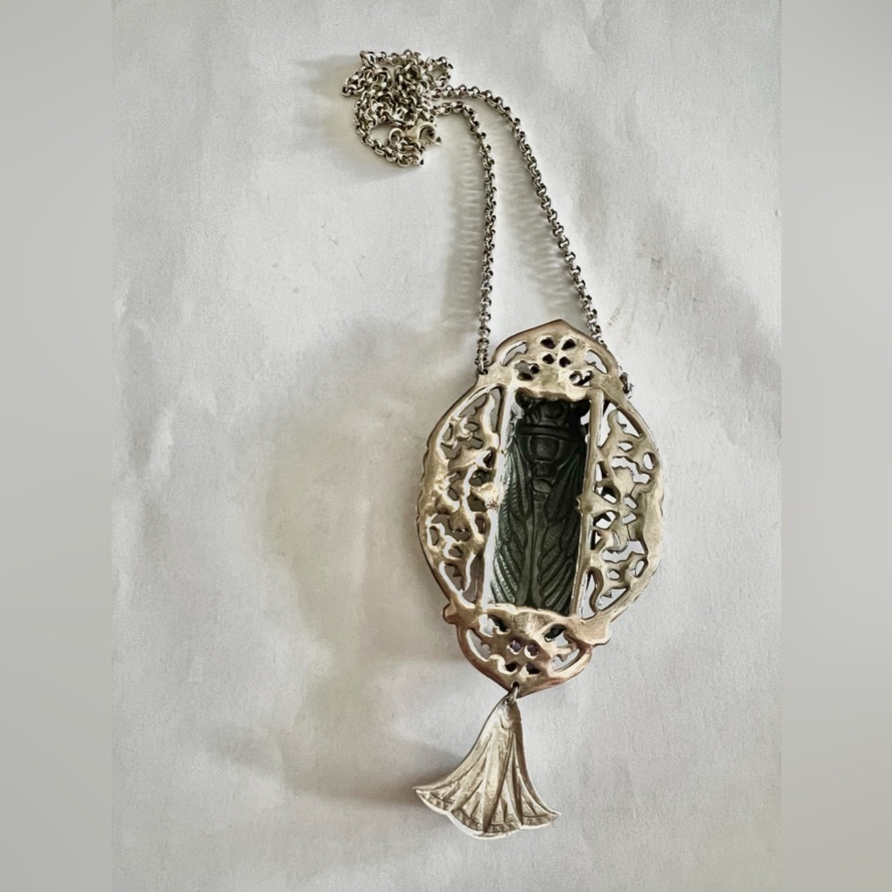 Sterling Silver Art Nouveau Cicada necklace - Picture 6 of 13